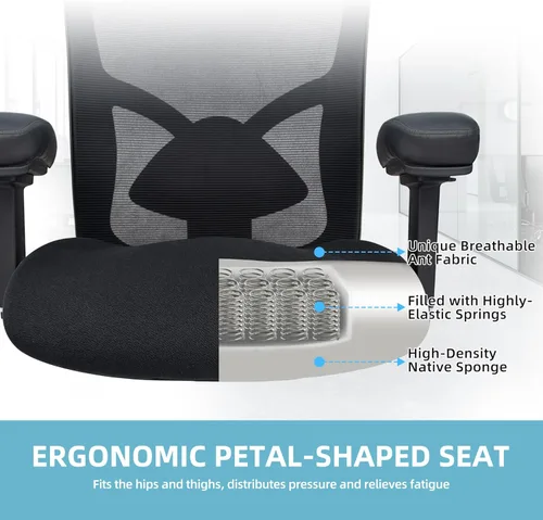 Miniatura 7 de Silla de oficina grande y alta de 500 libras con reposabrazos 4D y respaldo ajustable, silla de oficina resistente para personas pesadas, resortes