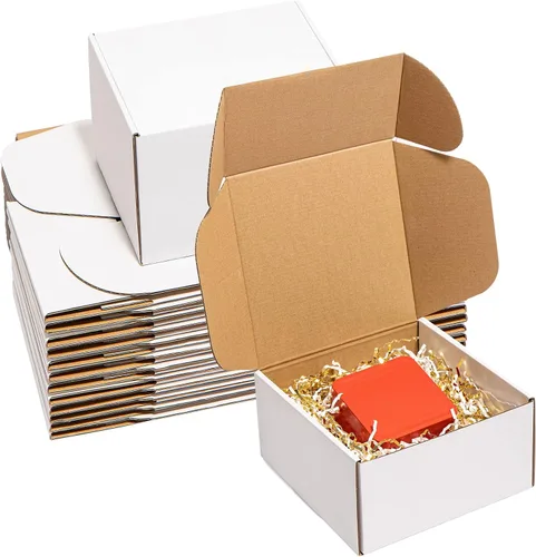 Miniatura 14 de Wowxyz Cajas de envío blancas de 6 x 4 x 3 pulgadas, paquete de 25 cajas de correo de cartón corrugado para pequeñas empresas - Suministros
