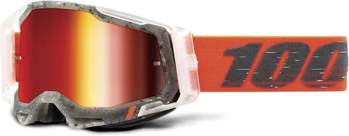 100% Racecraft 2 Gafas para ciclismo de montaña y motocross - Protección para los ojos para carreras de MX y MTB (Schrute - Lente roja espejo)