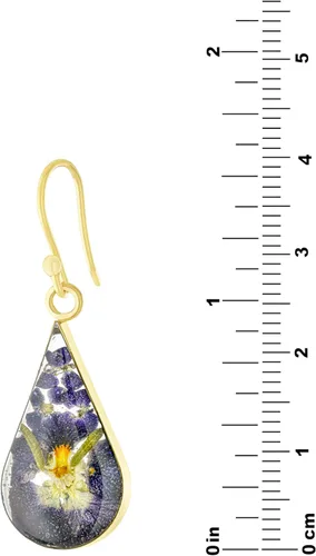 Miniatura 30 de Amazon Essentials Pendientes de plata de ley con forma de lágrima de flor prensada (anteriormente Amazon Collection)