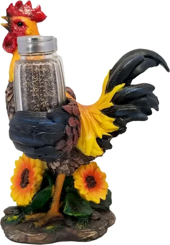 Miniatura 4 de DWK Juego de 3 piezas de 8 pulgadas de Spice to Crow About Country Rooster Salt and Pepper Shaker Figurine Display Holder Kitchen and Dining