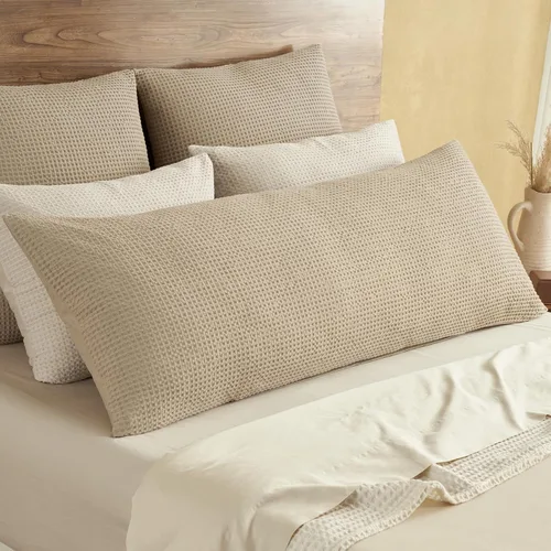 Miniatura 30 de PHF Funda de almohada 100% algodón con tejido de gofre, 18 x 18 pulgadas, sin relleno, paquete de 2 elegantes fundas de almohada cuadradas Gris claro