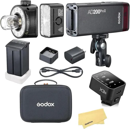 Miniatura 13 de Godox AD200 Pro II 2.4G Pocket Flash Strobe con disparador de flash X3C para cámaras Canon, 500 flashes de potencia completa, reciclaje
