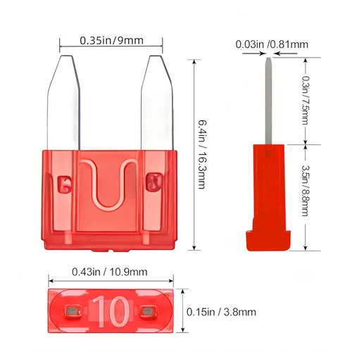 Miniatura 2 de Kit de 100 mini fusibles, kit de surtido de fusibles de cuchilla (3A/5A/7.5A/10A/15A/20A/25A/30A/35A/40A) (con herramienta extractora)