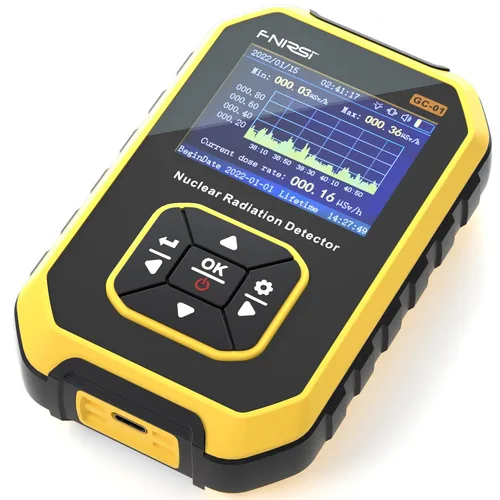 Miniatura 7 de Contador Geiger, detector de radiación FNIRSI GC01, dosímetro de radiación de rayos X de rayos β γ, probador gamma beta, medidor de radiación