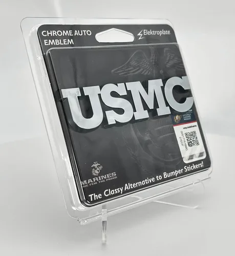 Miniatura 4 de Marine Corps USMC letras en bloques cromadas, primera calidad, emblema motocicleta, camión, carro plateado