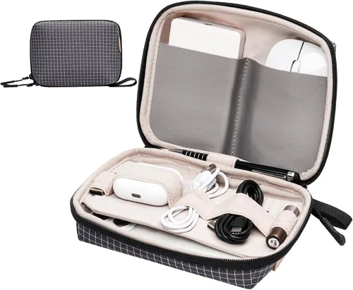 Miniatura 11 de SIMTOP Funda organizadora de electrónica pequeña, funda de viaje portátil para cable, cargador, teléfono y auriculares, almacenamiento de cable