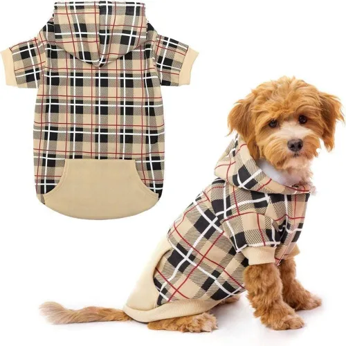 Miniatura 15 de EXPAWLORER - Sudadera con capucha para perro, estilo británico, suave y cálido con agujero para la correa, para clima frío, abrigo de invierno