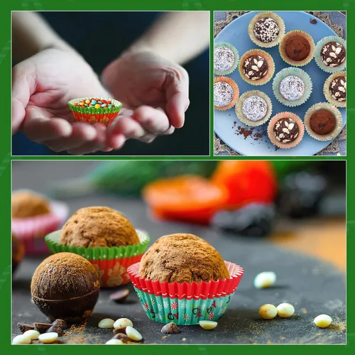 Miniatura 7 de AUGSUN 800 piezas de mini moldes para cupcakes de Navidad, envolturas para cupcakes con diseños de Santa, muñeco de nieve, bosque, moldes mini