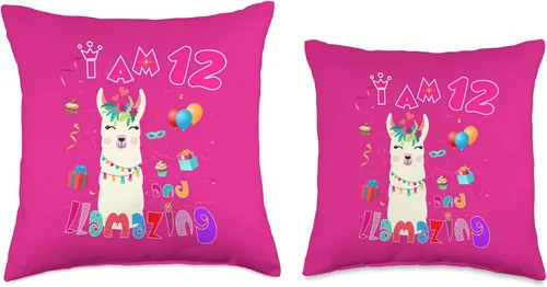 Miniatura 3 de Llama 12th Birthday Girl & Gifts I Am 12 Years Old and Llamazing Llama - Almohada de 12 cumpleaños para niña, 16 x 16 pulgadas, multicolor