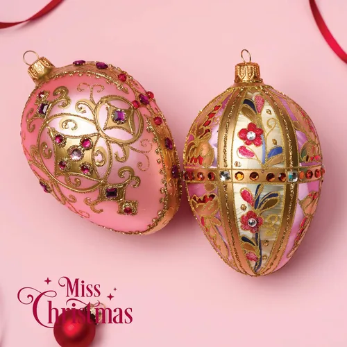 Miniatura 2 de Miss Christmas Palace Collection 2025 - Adorno para árbol de Navidad de cristal soplado de 5 pulgadas, color rosa y dorado (rosa barroco)
