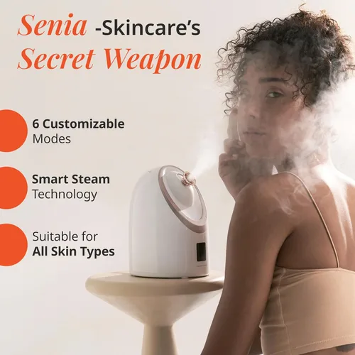Miniatura 2 de Vanity Planet Senia - Vaporizador facial caliente y frío, vaporizador facial para limpieza profunda facial, aromaterapia, desintoxicante e