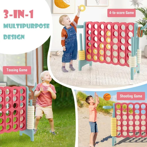 Miniatura 3 de AKUSTIK Juego de conexión gigante al aire libre, 4 en una fila, Jumbo 4 para marcar juego de conexión para niños y adultos, fiesta familiar, patio