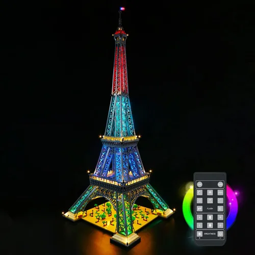 Miniatura 2 de VONADO Kit de iluminación LED compatible con el set de la Torre Eiffel de Lego 10307, iluminación de construcción DIY con control remoto compatible