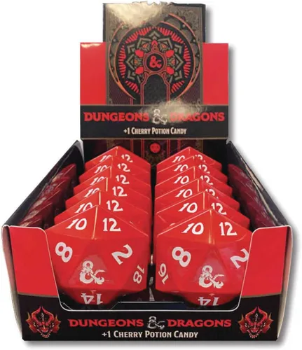 Boston America Dungeon y Dragones D&D DND D20 +1 Poción Caramelo Ácido Coleccionable en Lata - Una (1) Lata - Sabor a Cereza Ácida