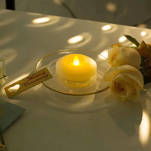 Miniatura 5 de Velas flotantes LED de más de 120 horas para centros de mesa, paquete de 12 velas de té parpadeantes blancas cálidas que funcionan con pilas, Blanco