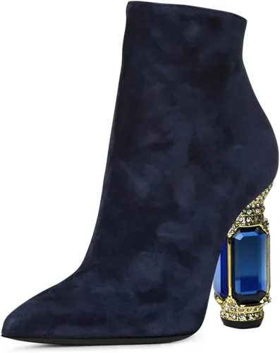 Miniatura 35 de FSJ Botas de tacón alto con punta puntiaguda para mujer, con tacón alto, con cremallera lateral brillante, estilo casual, para uso diario, zapatos