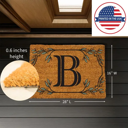 Miniatura 2 de Evergreen Flag Alfombra de puerta de fibra de coco monograma Letra B Alfombra para puerta delantera para interiores y exteriores 71x41 cm