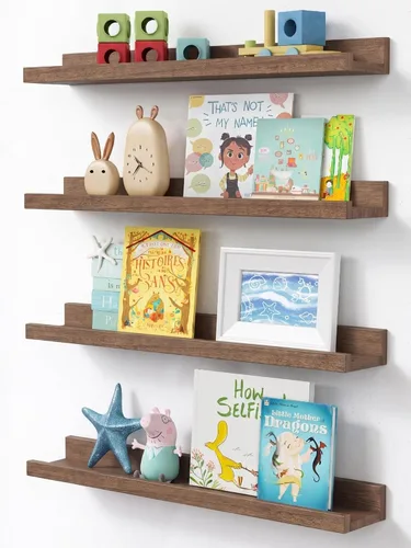 Miniatura 21 de Forbena Estante de repisa negra para fotos, estantes flotantes con borde para pared, estantes de pared pequeños para baño, dormitorio, cocina