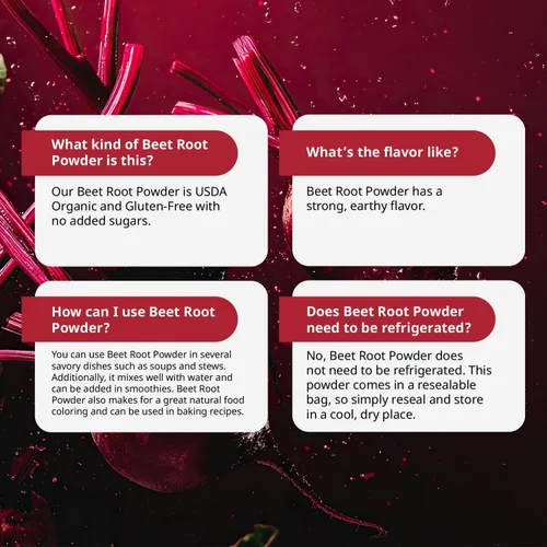 Miniatura 2 de Kate Naturals Polvo de raíz de remolacha orgánica para batidos, hornear y jugo. Superalimento de remolacha cruda y colorante alimentario rojo
