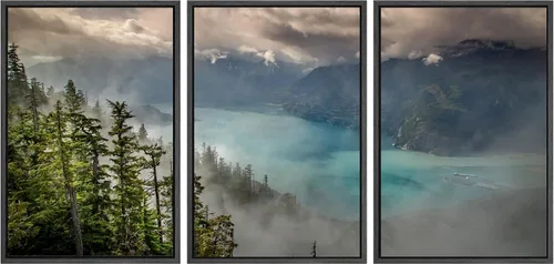 Miniatura 67 de SIGNWIN Conjunto de arte de pared de lienzo enmarcado, acuarela pastel, cielo de nubes rosas, colina verde del campo, naturaleza, vida silvestre