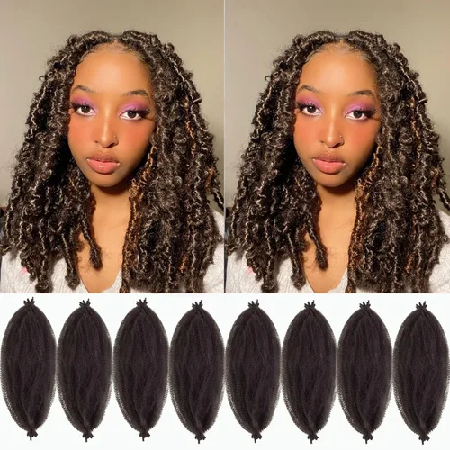 Miniatura 28 de Cabello afro Twist morado degradado de 16 pulgadas, cabello Marley pre-separado para rastas suaves, cabello trenzado Marley Twist Ombre Kinky Spring