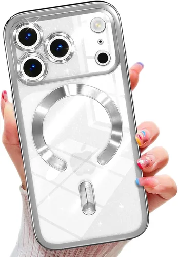 Miniatura 35 de Misscase Funda magnética compatible con iPhone 14 con purpurina y protector de lente de cámara, protección completa, compatible con MagSafe
