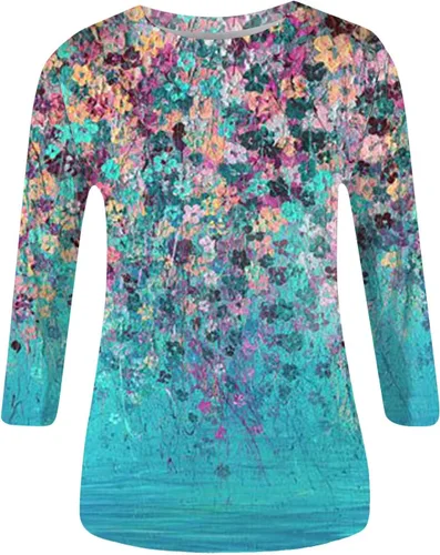 Miniatura 3 de Tops elegantes para mujer, estampado de moda para otoño e invierno, casual, cuello redondo, estampado de manga larga