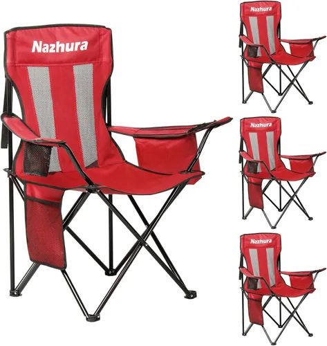 Miniatura 13 de Nazhura - Juego de 2 sillas de camping al aire libre plegables/doblables/portátiles con bolsa enfriadora, respaldo de malla y bolsillo portavasos