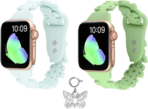 SaNgaiMEi Correa de silicona compatible con correas de Apple Watch de 1.575 pulgadas, 1.732 pulgadas, 1.614 pulgadas, 1.772 pulgadas, 1.496