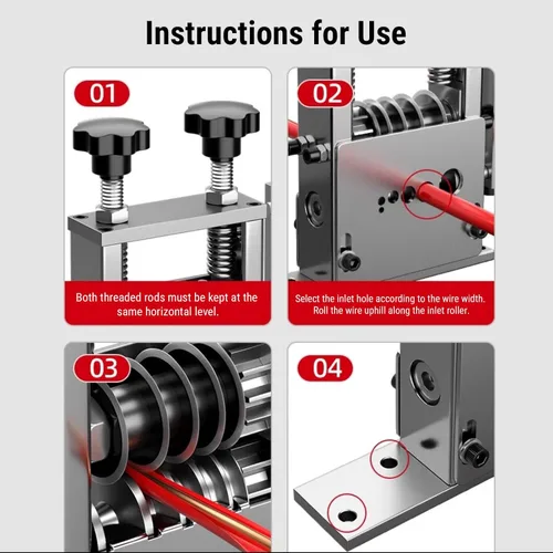 Miniatura 6 de YWBL-WH Pelacables de taladro eléctrico, máquina peladora de cables ajustable de 6 agujeros con rodillos de ranura en V y eyección automática