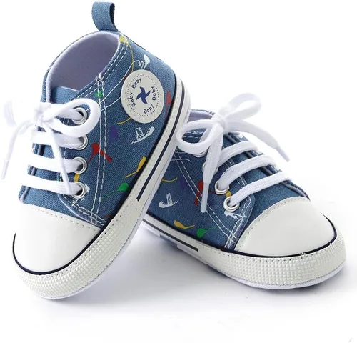 Miniatura 93 de Zapatos deportivos de lona de lona para bebés y niñas, suela antideslizante suave, suela antideslizante