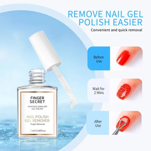 Miniatura 3 de Removedor de esmalte de uñas de gel, 0.7 onzas líquidas, removedor de gel mágico de acción rápida para gel UV/LED, enriquecido con acondicionador