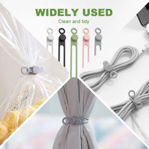 Miniatura 6 de Organizador de cables de datos, organizadores de auriculares de silicona actualizados 2026, bridas de cables de silicona, organizador de cables