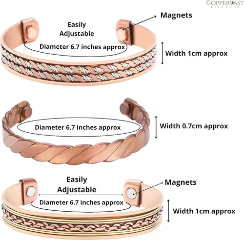 Miniatura 47 de Pulseras de cobre para hombres y mujeres Juego de 3 con caja de regalo Hecho a mano 100% cobre Regalo para mujeres y hombres