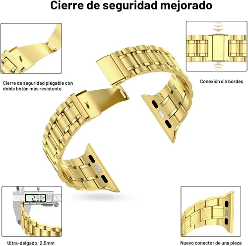 Miniatura 3 de MioHHR - Correa de acero inoxidable sólida compatible con Apple Watch de 1.5 pulgadas (Series 3/2/1) 1.6 pulgadas (Series SE/6/5/4) 1.61 pulgadas