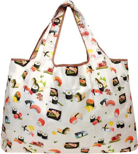 Miniatura 4 de alldyrew - Bolsa plegable para compras, reutilizable de nailon grande, 3 unidades Deliciosos alimentos
