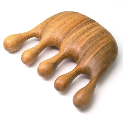 Miniatura 9 de Peine de masaje de madera, masajeador de cuero cabelludo de madera, Gua Sha para relajación del estrés, peine Loc para Sisterlocks - Sándalo verde