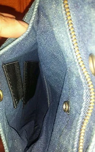 Miniatura 7 de Chaleco de mezclilla para hombre con ribete de cuero, 2 bolsillos para pistola
