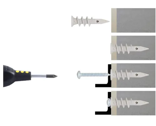 Miniatura 3 de Anclajes de plástico autoperforantes para paneles de yeso con tornillos, tornillos de expansión, 40 piezas (20 pares)