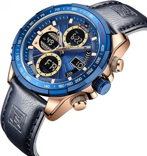 Miniatura 2 de NAVIFORCE Relojes digitales militares para hombre reloj analógico de cuarzo impermeable reloj deportivo multifuncional de cuero