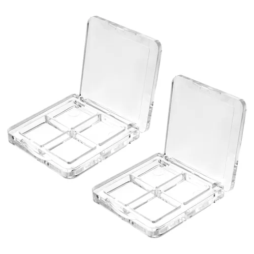 Miniatura 11 de Beaupretty 4 piezas vacía sombra de ojos paleta 4 rejillas sombra de ojos lápiz labial caja de almacenamiento transparente maquillaje DIY cosméticos