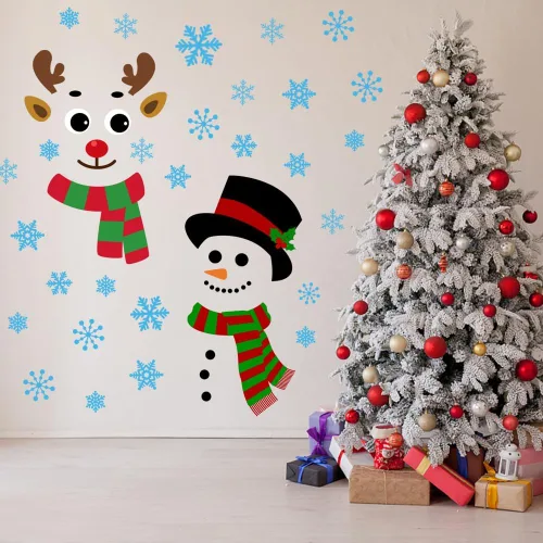 Miniatura 5 de IMISHM Decoraciones de Pared de Navidad Decoraciones de Puerta de Navidad Decoraciones de Ventana de Navidad Calcomanías de Puerta de Navidad
