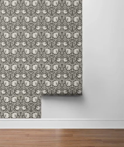 Miniatura 6 de NextWall - Papel pintado floral de pimpernel de despegar y pegar (carbón y gris perla)