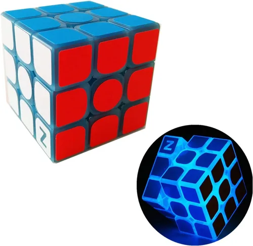 Miniatura 4 de AMAZA Cubo de velocidad fluorescente 3x3, 3x3x3, que brilla en la oscuridad, cubo de velocidad luminoso de 3 por 3, juguete rompecabezas de cerebro