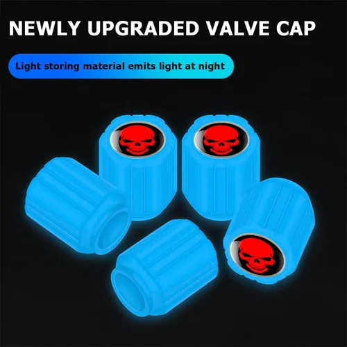 Miniatura 3 de 12 piezas de tapones fluorescentes con forma de calavera para válvulas de neumáticos de automóvil, cubierta de válvula de rueda de ABS resistente a