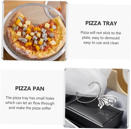 Miniatura 9 de Bandeja de pizza de aluminio para hornear Bandeja de pizza para uso en horno, bandeja sin costuras para pizza casera y hornear