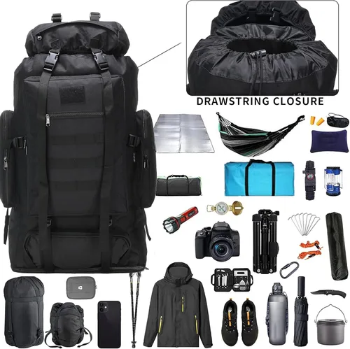 Miniatura 4 de Mochila de senderismo W WINTMING para hombres 70L/100L, mochila de campamento, mochila militar Molle, paquete de asalto de 3 días para escalada