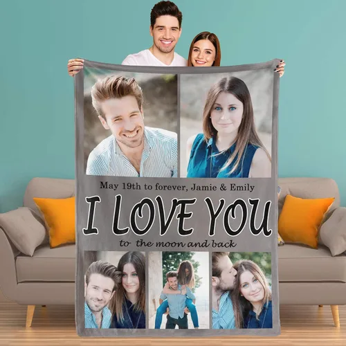 Miniatura 18 de Youltar Manta personalizada con fotos de texto, mantas personalizadas con imágenes para novia, parejas, marido, esposa, boda, utilizada como regalo