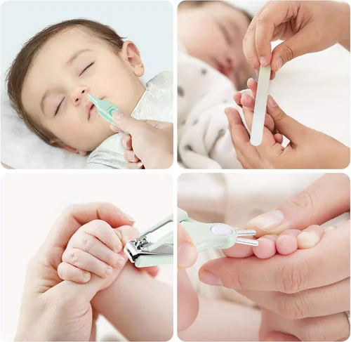 Miniatura 4 de Cortauñas para bebé, kit de uñas seguro 4 en 1 con bonito estuche, cortaúñas, tijeras, pinzas, juego de lima de uñas para recién nacidos, bebés
